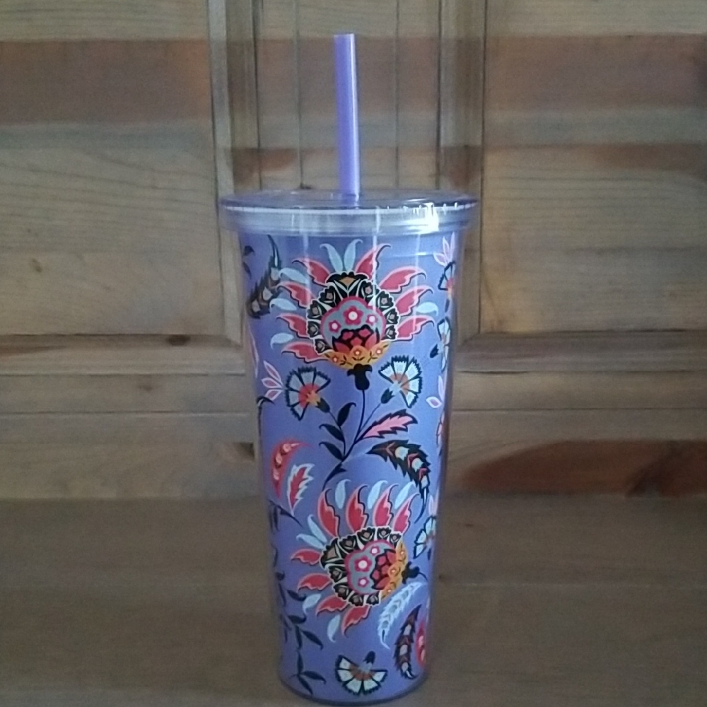 Vera Bradley Mural Garden Insulated Travel Tumbler with Straw